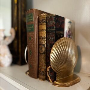 Vintage brass seashell bookends
